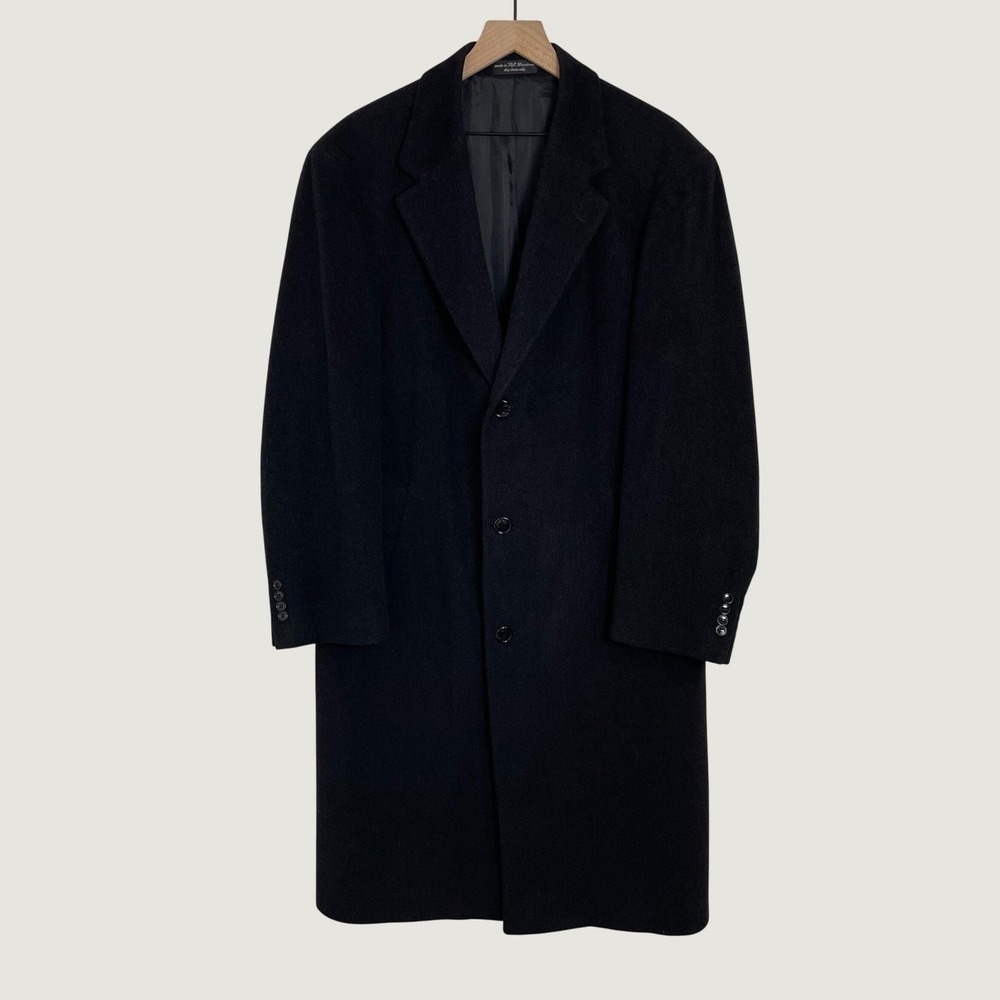 Chereskin Overcoat Mens 40R Black Cashmere Blend Italian Fabric Long Old Money